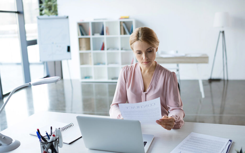 woman working at the office with documents