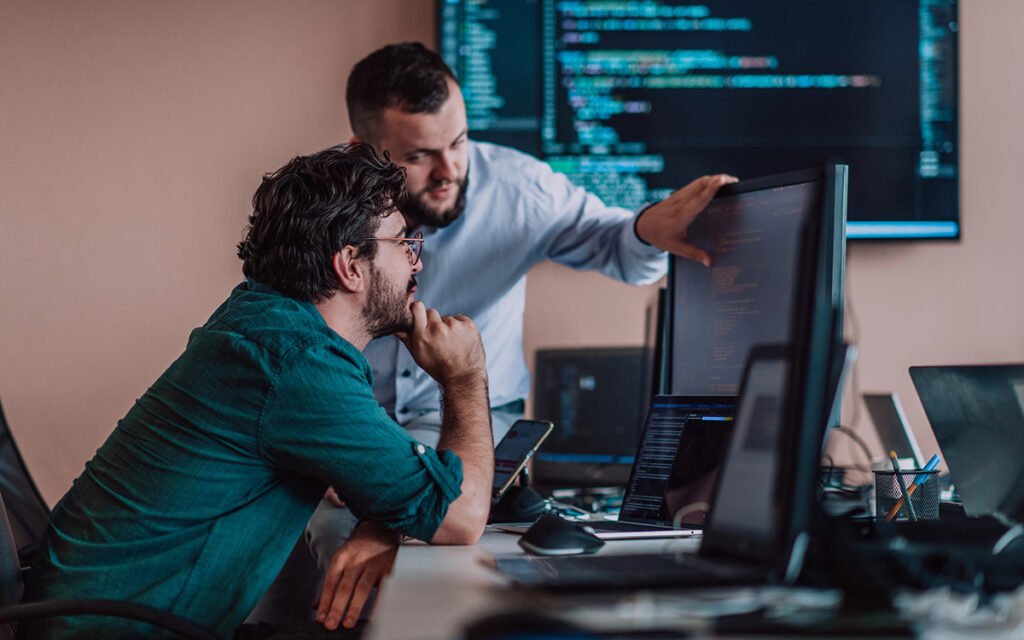 team collaborating on project